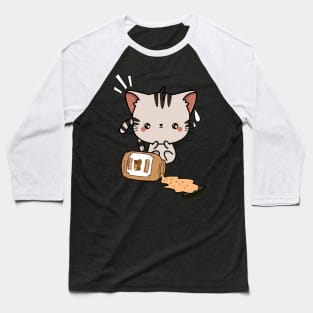 Cute Tabby Cat spilled a jar of peanut butter Baseball T-Shirt